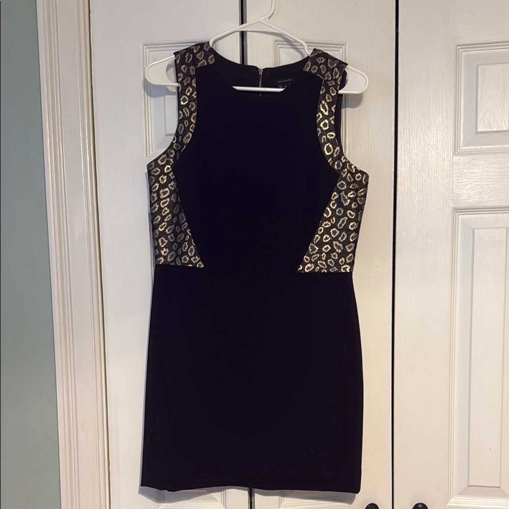 Ann Taylor Black and Tan Halter Sheath Mini Dress